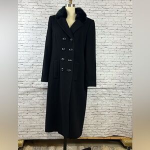 Planet | Black Wool Fur-Trimmed Long Coat size 14